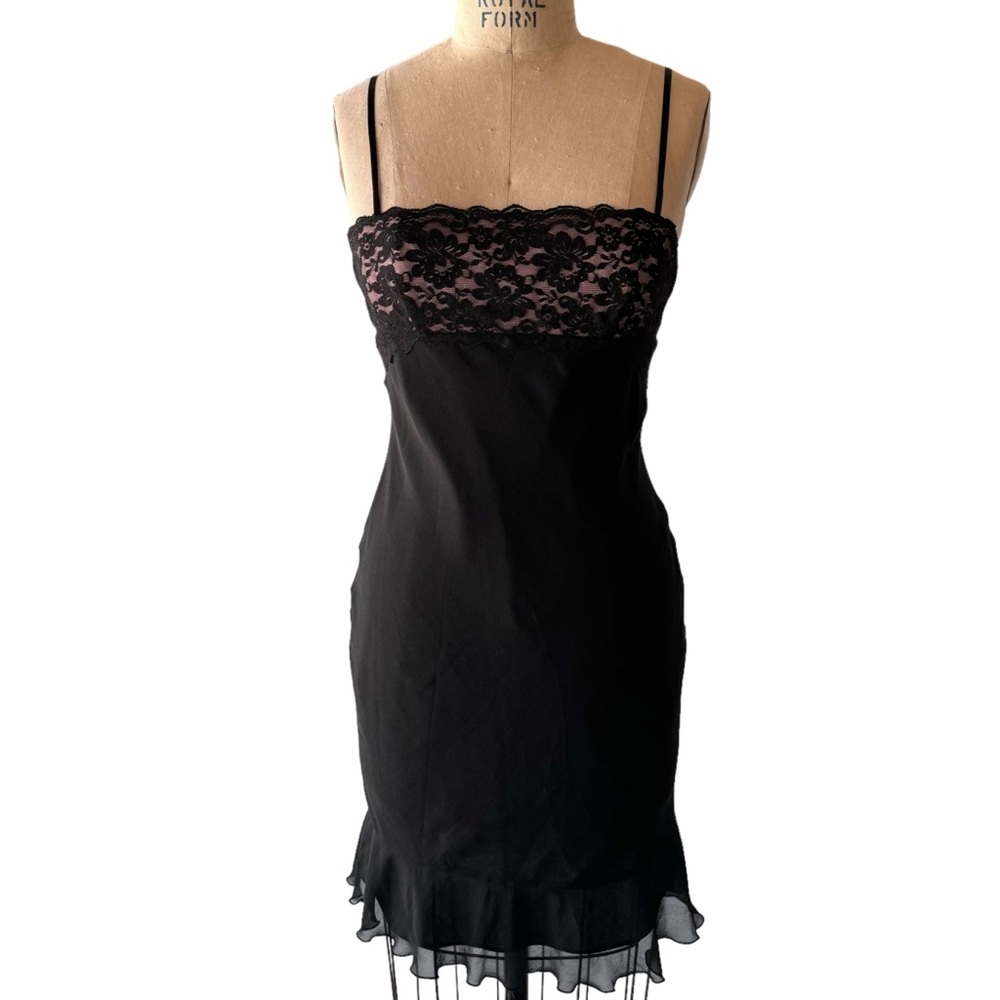 Vintage 90s Express Silk Black Dress